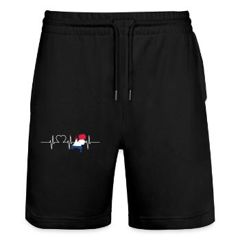 Pays-Bas Herzschlag Flagge Vintage Pays-Bas - Short de jogging bio TRAINER Stanley/Stella unisexe - noir - Devant - Nik (191cm) & Marisol (170cm)