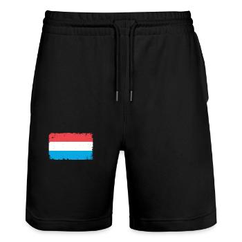Luxembourg Heartbeat Flag Vintage Luxembourg - Stanley/Stella Trainer Unisex Organic Jogging Shorts - black - Front - Nik (191cm) & Marisol (170cm)