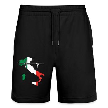 Italy Heartbeat Flag Vintage Italy - Stanley/Stella Trainer Unisex Organic Jogging Shorts - black - Front - Nik (191cm) & Marisol (170cm)