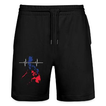 Philippinen Herzschlag Flagge Vintage Philippinen - Stanley/Stella Unisex Bio Joggingshorts Trainer  - Schwarz - Vorne - Nik (191cm) & Marisol (170cm)