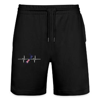 Neuseeland Herzschlag Flagge Vintage Neuseeland - Stanley/Stella Unisex Bio Joggingshorts Trainer  - Schwarz - Vorne - Nik (191cm) & Marisol (170cm)