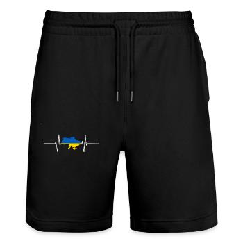 Ukraine Heartbeat Flag Vintage Ukraine - Short de jogging bio TRAINER Stanley/Stella unisexe - noir - Devant - Nik (191cm) & Marisol (170cm)