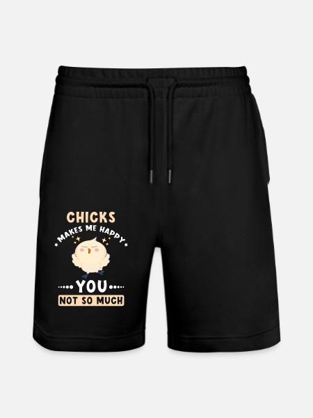 Chickens makes me happy - Stanley/Stella Trainer Unisex Organic Jogging Shorts - black