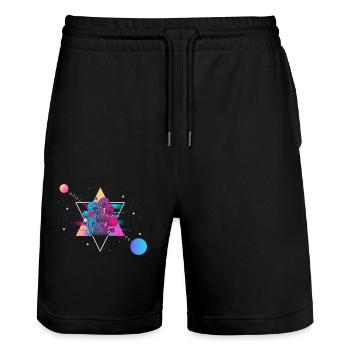Mushroom Vaporwave - Stanley/Stella Unisex Bio Joggingshorts Trainer  - Schwarz - Vorne - Nik (191cm) & Marisol (170cm)