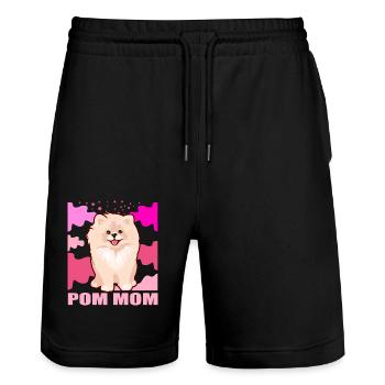 Zwergspitz Pomeranian Maîtresse Chien Maman Cadeau - Short de jogging bio TRAINER Stanley/Stella unisexe - noir - Devant - Nik (191cm) & Marisol (170cm)