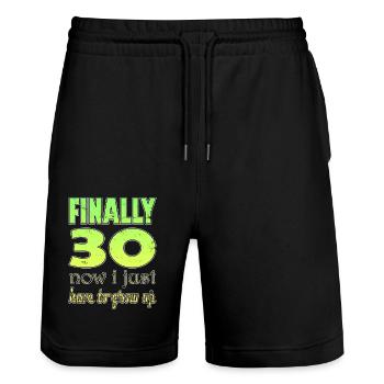 Finally 30 Now I Just Have to grow up - Stanley/Stella Trainer Unisex Organic Jogging Shorts - black - Front - Nik (191cm) & Marisol (170cm)