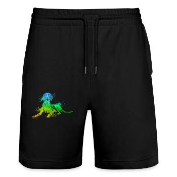 Colorful Magyar Vizsla - Stanley/Stella Trainer Unisex Organic Jogging Shorts - black - Front - Nik (191cm) & Marisol (170cm)