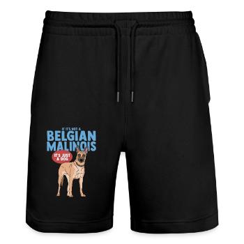 Malinois Belgian Shepherd Dog Gift - Stanley/Stella Trainer Unisex Organic Jogging Shorts - black - Front - Nik (191cm) & Marisol (170cm)
