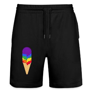 Crème glacée LGBTQ - Short de jogging bio TRAINER Stanley/Stella unisexe - noir - Devant - Nik (191cm) & Marisol (170cm)