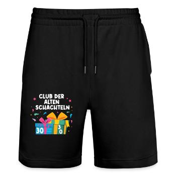 Club der alten Schachteln 30 Jahre 30. Geburtstag - Stanley/Stella Unisex Bio Joggingshorts Trainer  - Schwarz - Vorne - Nik (191cm) & Marisol (170cm)