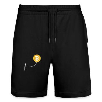 Bitcoin Herzschlag EKG Heartbeat Crypto Trade BTC - Stanley/Stella Unisex Bio Joggingshorts Trainer  - Schwarz - Vorne - Nik (191cm) & Marisol (170cm)
