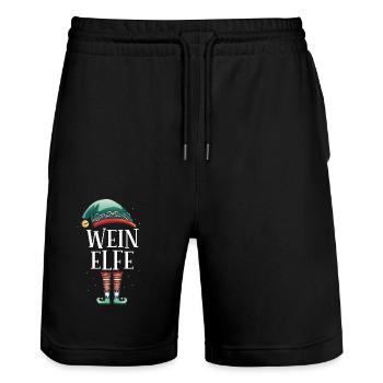Weihnachten Partnerkostüm Wein Elf Elfe Elfen - Stanley/Stella Unisex Bio Joggingshorts Trainer  - Schwarz - Vorne - Nik (191cm) & Marisol (170cm)