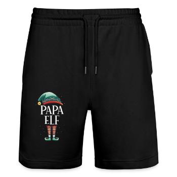 Weihnachten Partnerkostüm Papa Elf Elfe Elfen - Stanley/Stella Unisex Bio Joggingshorts Trainer  - Schwarz - Vorne - Nik (191cm) & Marisol (170cm)