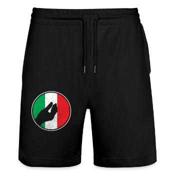 Italy hand - Stanley/Stella Trainer Unisex Organic Jogging Shorts - black - Front - Nik (191cm) & Marisol (170cm)