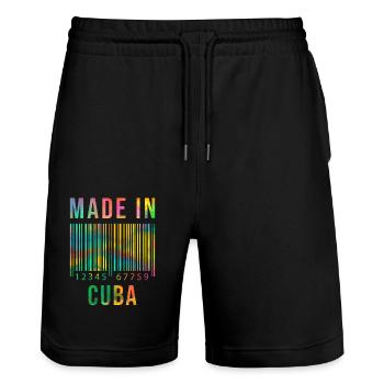 Kuba geboren Made in Cuba - Stanley/Stella Unisex Bio Joggingshorts Trainer  - Schwarz - Vorne - Nik (191cm) & Marisol (170cm)