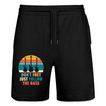 Funny DON'T FRET JUST FOLLOW THE BASS PLAYER - Stanley/Stella Unisex Bio Joggingshorts Trainer  - Schwarz - Vorne - Nik (191cm) & Marisol (170cm)