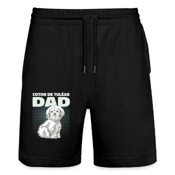 Coton de Tuléar Papa Chiens Chien Propriétaire Cadeau - Short de jogging bio TRAINER Stanley/Stella unisexe - noir - Devant - Nik (191cm) & Marisol (170cm)