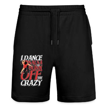 Je danse la salsa pour brûler les fous - Short de jogging bio TRAINER Stanley/Stella unisexe - noir - Devant - Nik (191cm) & Marisol (170cm)