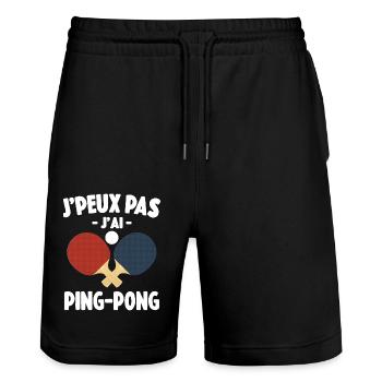Je Peux Pas J'ai Ping-Pong Cadeau - Short de jogging bio TRAINER Stanley/Stella unisexe - noir - Devant - Nik (191cm) & Marisol (170cm)