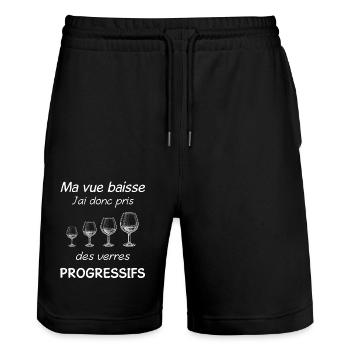 Lunettes humour - Short de jogging bio TRAINER Stanley/Stella unisexe - noir - Devant - Nik (191cm) & Marisol (170cm)