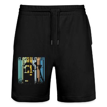 Souffleurs de verre rétro vintage - Short de jogging bio TRAINER Stanley/Stella unisexe - noir - Devant - Nik (191cm) & Marisol (170cm)