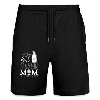 Pingouin Meilleur Pingouin Mama - Short de jogging bio TRAINER Stanley/Stella unisexe - noir - Devant - Nik (191cm) & Marisol (170cm)
