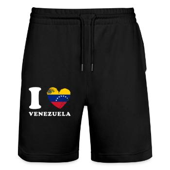 J’aime le Venezuela - Short de jogging bio TRAINER Stanley/Stella unisexe - noir - Devant - Nik (191cm) & Marisol (170cm)