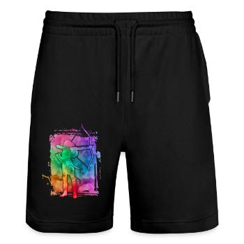 Bogenschießen - Stanley/Stella Unisex Bio Joggingshorts Trainer  - Schwarz - Vorne - Nik (191cm) & Marisol (170cm)