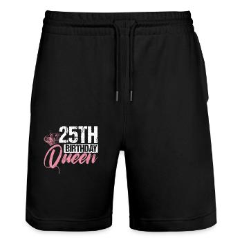 25. Geburtstag Königin Frau Krone Rosa Geschenk - Stanley/Stella Unisex Bio Joggingshorts Trainer  - Schwarz - Vorne - Nik (191cm) & Marisol (170cm)