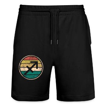 Schütze Sternzeichen Horoskop Retro Bday Geschenk - Stanley/Stella Unisex Bio Joggingshorts Trainer  - Schwarz - Vorne - Nik (191cm) & Marisol (170cm)
