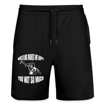 Wrestling Funny Wrestling Gift Wrestling Saying - Stanley/Stella Trainer Unisex Organic Jogging Shorts - black - Front - Nik (191cm) & Marisol (170cm)