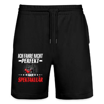 Ich fahre nicht perfekt aber spektakulär - Stanley/Stella Unisex Bio Joggingshorts Trainer  - Schwarz - Vorne - Nik (191cm) & Marisol (170cm)
