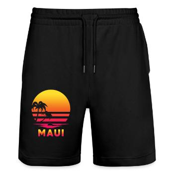 Maui Retro Strand - Stanley/Stella Unisex Bio Joggingshorts Trainer  - Schwarz - Vorne - Nik (191cm) & Marisol (170cm)