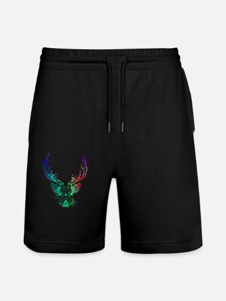 Farbenfroher Hirschkopf - Stanley/Stella Unisex Bio Joggingshorts Trainer - Schwarz