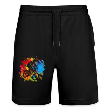 Fahrrad MTB - Stanley/Stella Unisex Bio Joggingshorts Trainer  - Schwarz - Vorne - Nik (191cm) & Marisol (170cm)
