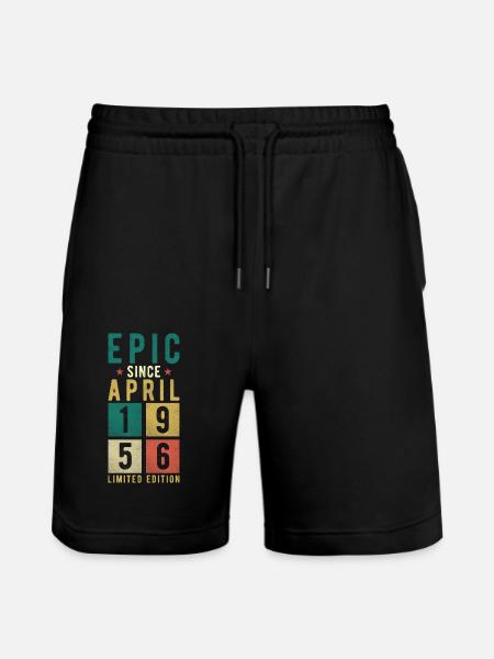 Birthday April 1956 - Stanley/Stella Trainer Unisex Organic Jogging Shorts - black