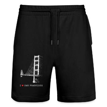 I Love San Francisco Golden Gate Bridge California - Stanley/Stella Trainer Unisex Organic Jogging Shorts - black - Front - Nik (191cm) & Marisol (170cm)