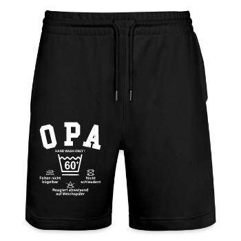 OPA - Plus de 60 instructions de lavage amusantes - Grand-père - Short de jogging bio TRAINER Stanley/Stella unisexe - noir - Devant - Nik (191cm) & Marisol (170cm)