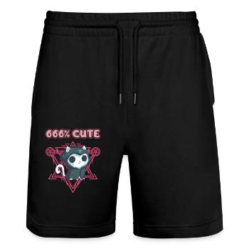 666% Cute kawaii Satanic Goth - Stanley/Stella Unisex Bio Joggingshorts Trainer  - Schwarz - Vorne - Nik (191cm) & Marisol (170cm)
