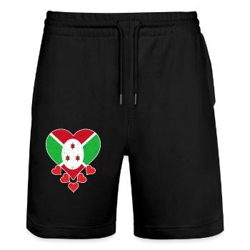 Burundi Love Herzflagge für burundischen Stolz - Stanley/Stella Unisex Bio Joggingshorts Trainer  - Schwarz - Vorne - Nik (191cm) & Marisol (170cm)