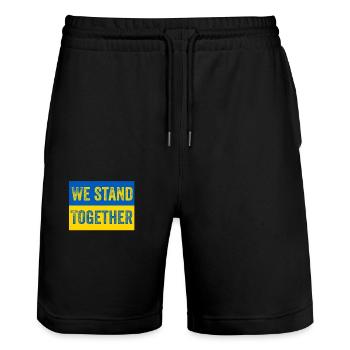 Ukraine - Stanley/Stella Unisex Bio Joggingshorts Trainer  - Schwarz - Vorne - Nik (191cm) & Marisol (170cm)