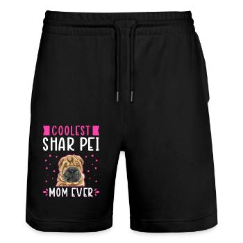 Shar Pei Mom Hunde Hundebesitzer Geschenk - Stanley/Stella Unisex Bio Joggingshorts Trainer  - Schwarz - Vorne - Nik (191cm) & Marisol (170cm)