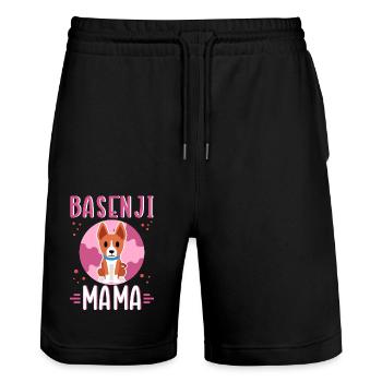 Basenji Mama Hunde Hundebeistzerin Geschenk - Stanley/Stella Unisex Bio Joggingshorts Trainer  - Schwarz - Vorne - Nik (191cm) & Marisol (170cm)