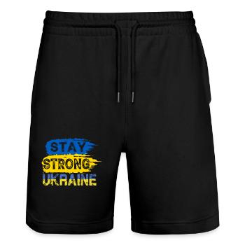Restez fort Ukraine Drapeau Bleu et Jaune Paix - Short de jogging bio TRAINER Stanley/Stella unisexe - noir - Devant - Nik (191cm) & Marisol (170cm)
