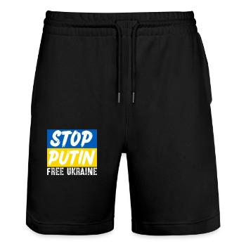 Stop Putin - Stanley/Stella Trainer Unisex Organic Jogging Shorts - black - Front - Nik (191cm) & Marisol (170cm)