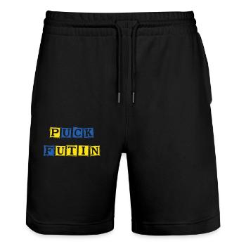 Puck Futin Ukraine - Short de jogging bio TRAINER Stanley/Stella unisexe - noir - Devant - Nik (191cm) & Marisol (170cm)