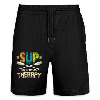 Sup is my therapy - Stanley/Stella Unisex Bio Joggingshorts Trainer  - Schwarz - Vorne - Nik (191cm) & Marisol (170cm)