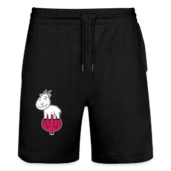 Zwiebel Ziege Ziegenbock - Stanley/Stella Unisex Bio Joggingshorts Trainer  - Schwarz - Vorne - Nik (191cm) & Marisol (170cm)