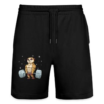Erdmännchen Gewichtheben Fitness-Studio - Stanley/Stella Unisex Bio Joggingshorts Trainer  - Schwarz - Vorne - Nik (191cm) & Marisol (170cm)