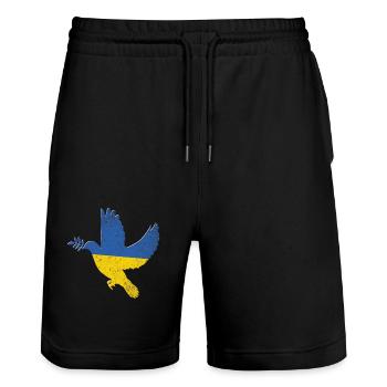 Ukraine Flag Peace Symbol - Flag Of Ukraine - Stanley/Stella Trainer Unisex Organic Jogging Shorts - black - Front - Nik (191cm) & Marisol (170cm)